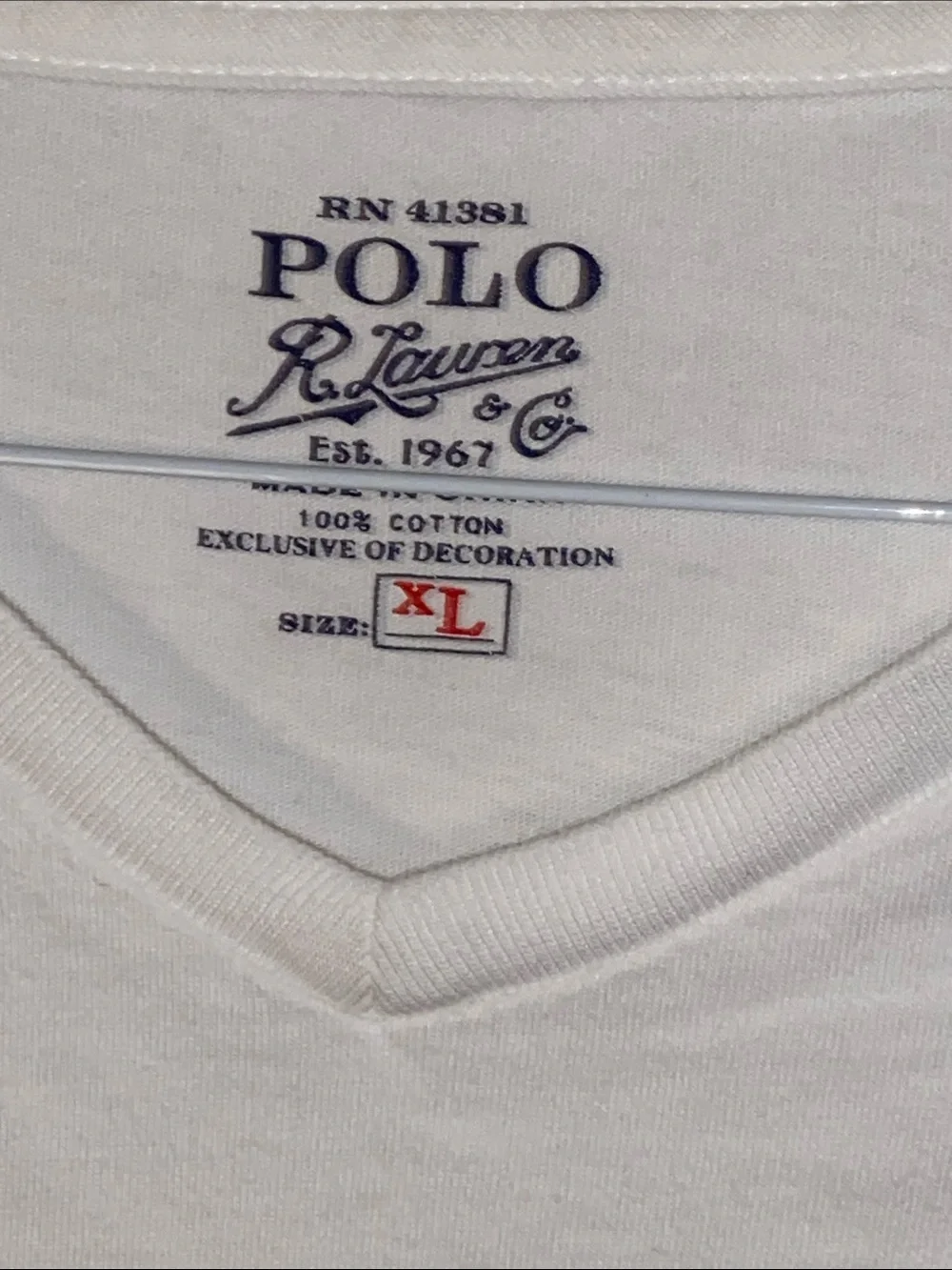 Polo by Ralph Lauren White Long Sleeve V-Neck with Navy Pony Size XL